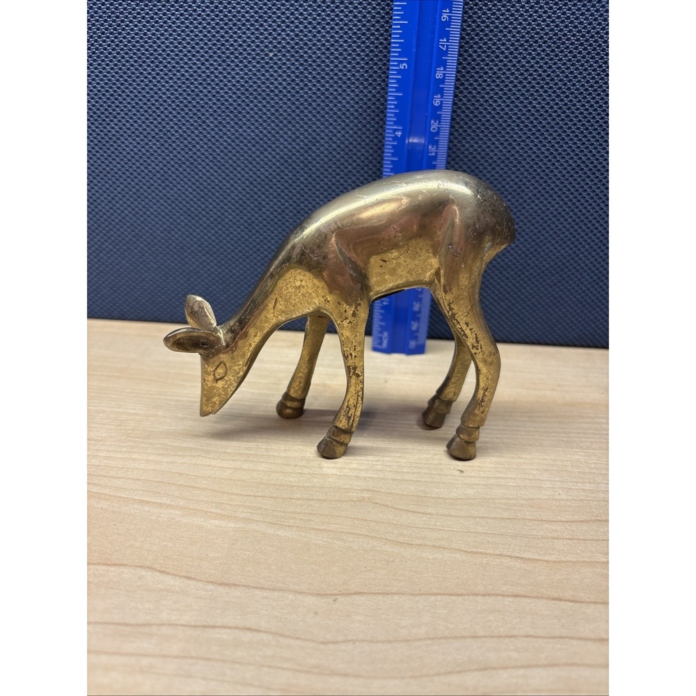 Vintage Brass Deer Figure Doe  MCM